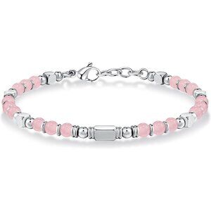 Silver & Pink Trendy Beaded Boho Bracelet